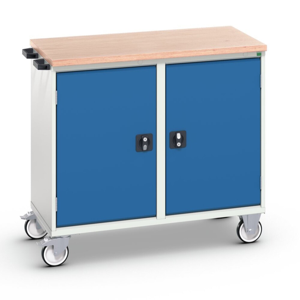 Produktabbildung: bott verso Montagewagen, mit 2 Türen, Fachböden und Multiplex-Top, BxTxH: 1050 x 600 x 980 mm