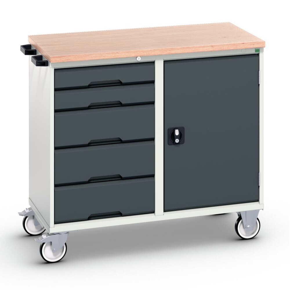 Produktabbildung Nr. 1: bott verso Montagewagen, mit 5 Schubladen, Tür und Multiplex-Top, BxTxH: 1050 x 600 x 980 mm