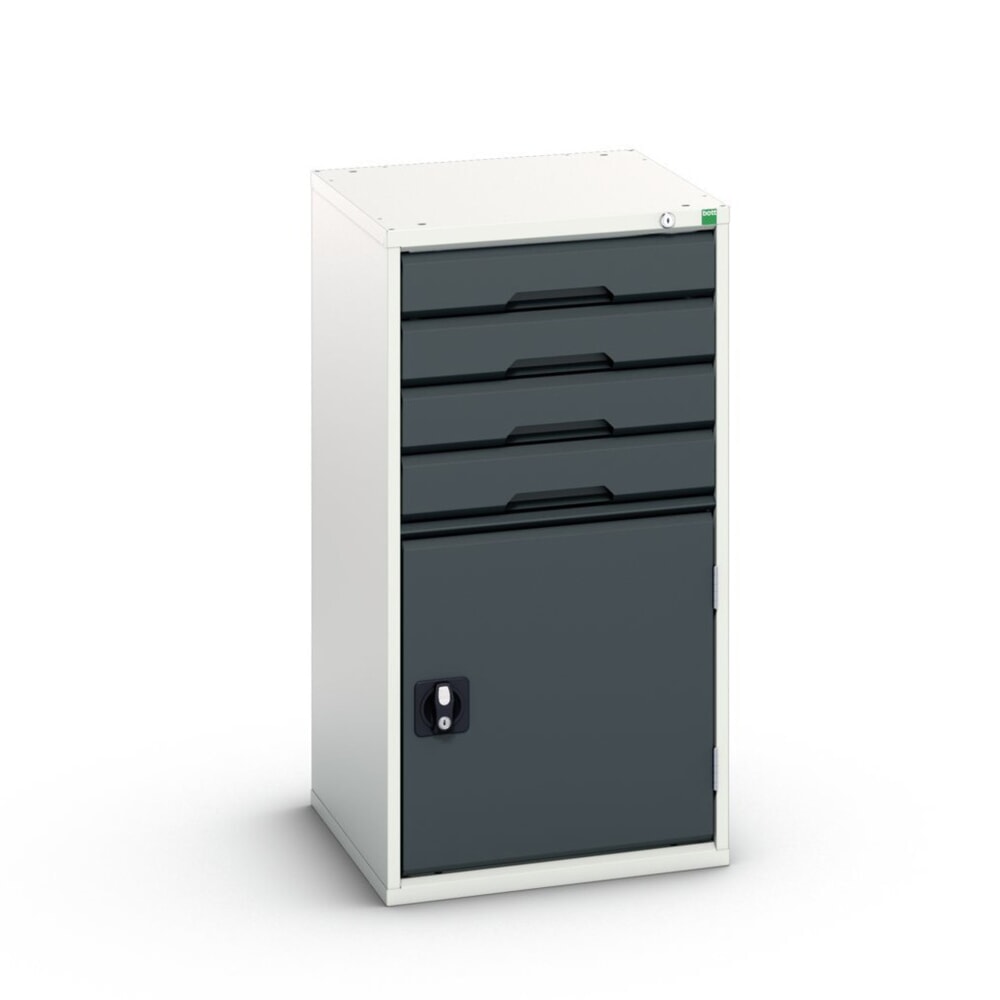 Produktabbildung: bott verso Schubladenschrank mit Flügeltür, mit 4 Schubladen und Fachboden, BxTxH: 525 x 550 x 1000 mm