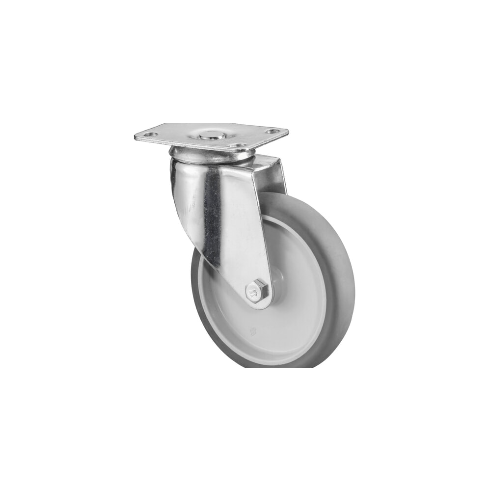 Produktabbildung: BS ROLLEN Apparaterolle TPE, Lenkrolle, schwere Ausführung, Gleitlager, Platte, Ø x Breite 125 x 31 mm, TK 100 kg