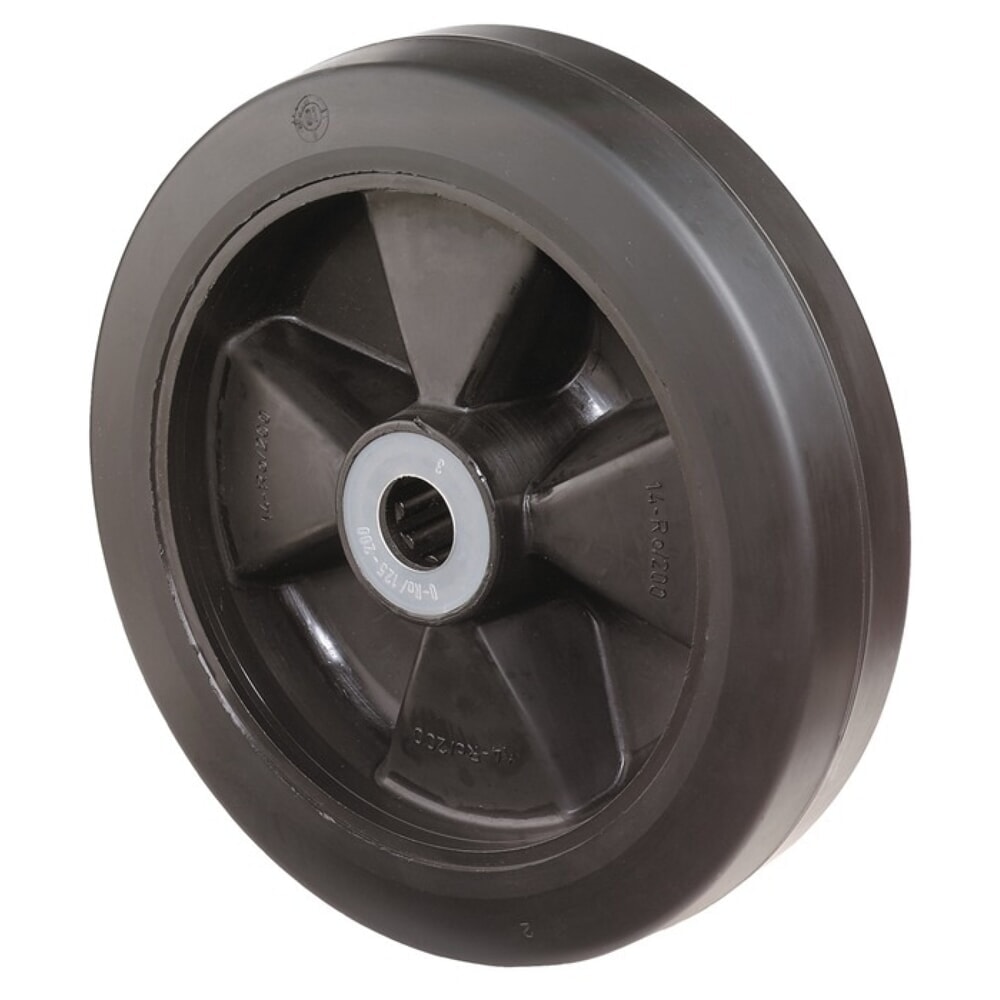 Produktabbildung: BS ROLLEN Ersatzrad, Gummi schwarz, Rad-Ø 100 mm Tragfähigkeit 140 kg, Achs-Ø 12 mm Nabenlänge 40 mm
