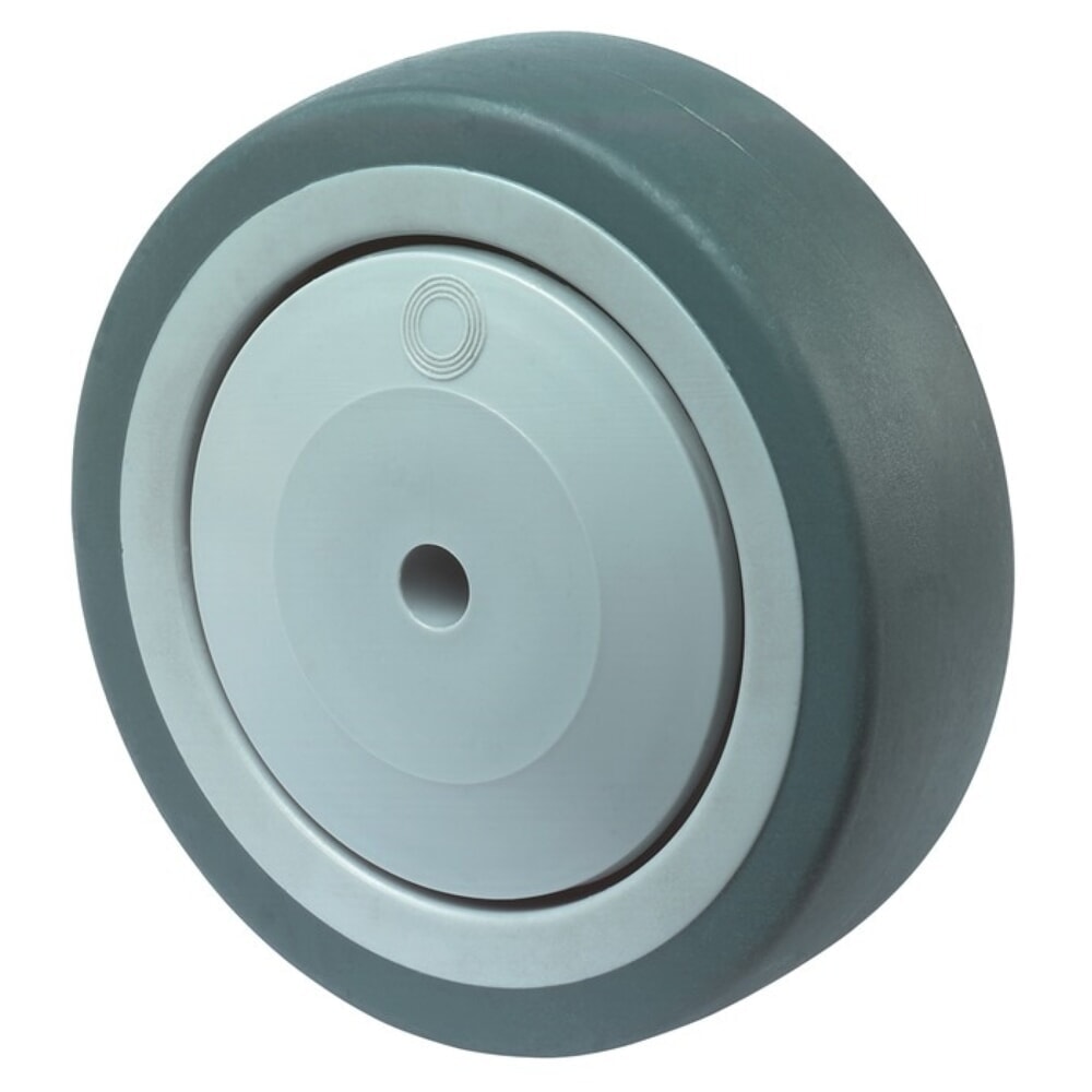 Produktabbildung: BS ROLLEN Ersatzrad, Gummi grau, Rad-Ø 100 mm Tragfähigkeit 100 kg, Achs-Ø 8 mm Nabenlänge 36,5 mm