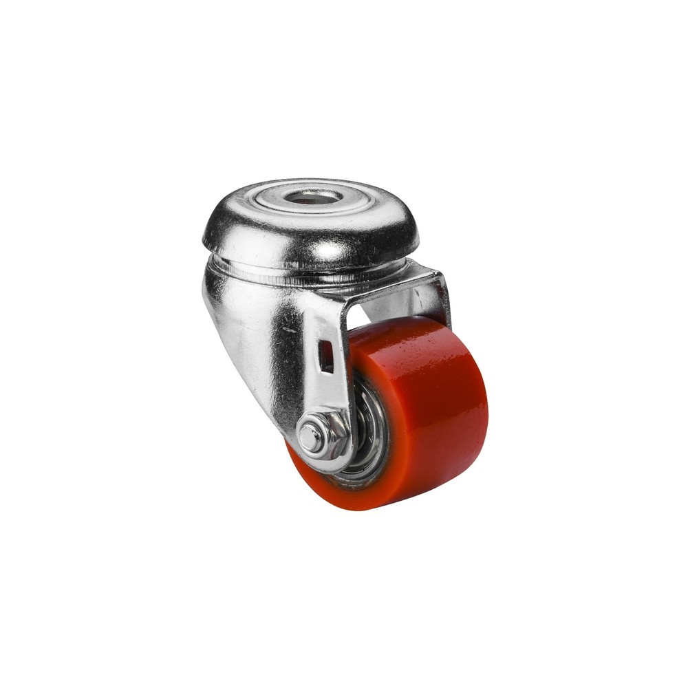 Produktabbildung: BS ROLLEN Kompaktrolle Polyurethan, Lenkrolle, Kugellager, Rückenloch, Ø x Breite 35 x 25 mm, TK 100 kg