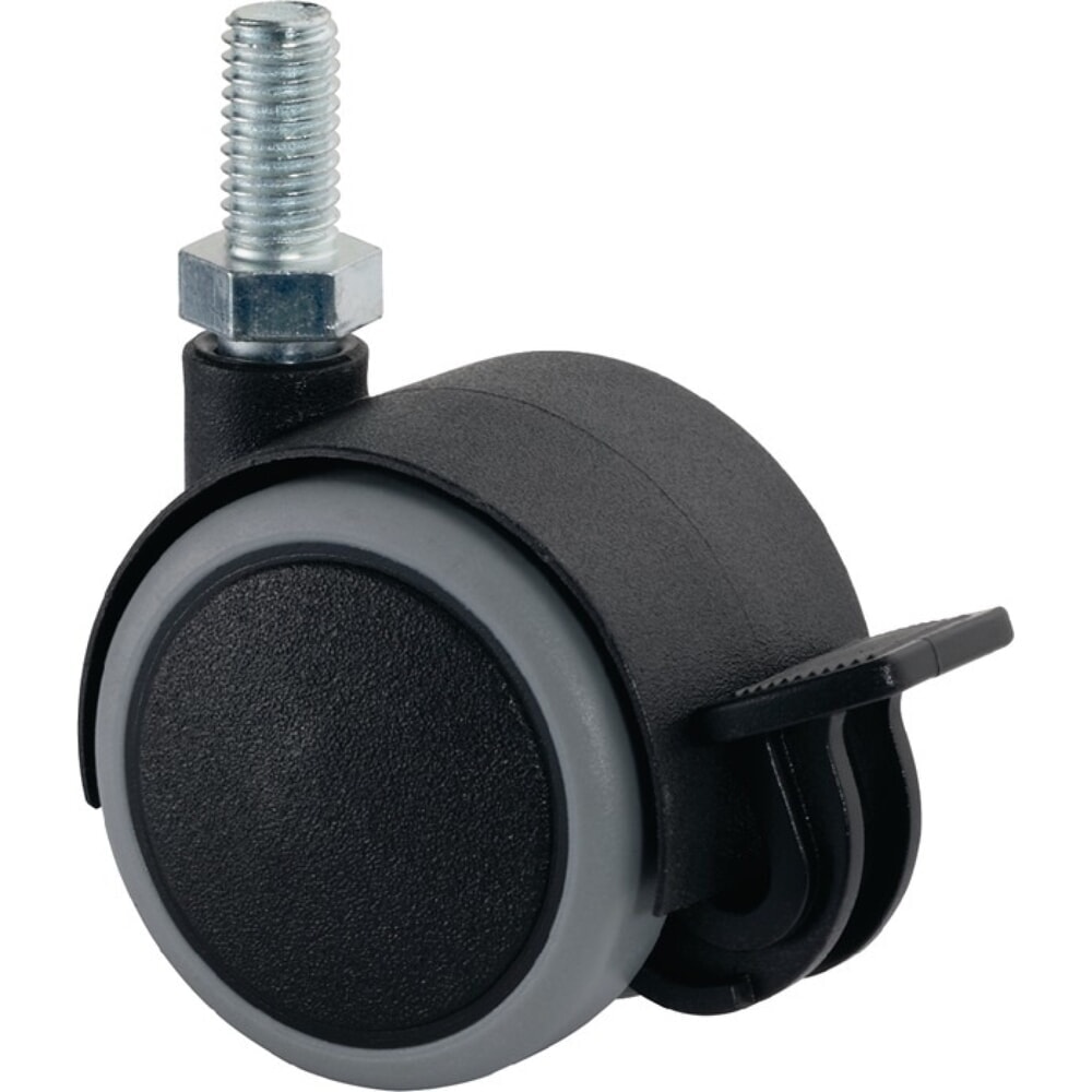 Produktabbildung: BS ROLLEN Kunststoffdoppelrolle mit Feststeller, M10, Rad-Ø 50 mm Tragfähigkeit 50 kg, Kunststoff grau