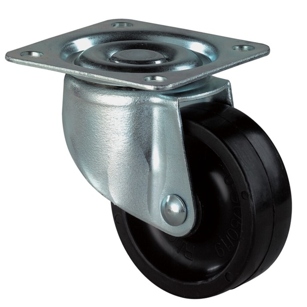 Produktabbildung: BS ROLLEN Lenkrolle, mit Anschraubplatte, Rad-Ø 25 mm Tragfähigkeit 15 kg, Kunststoff schwarz