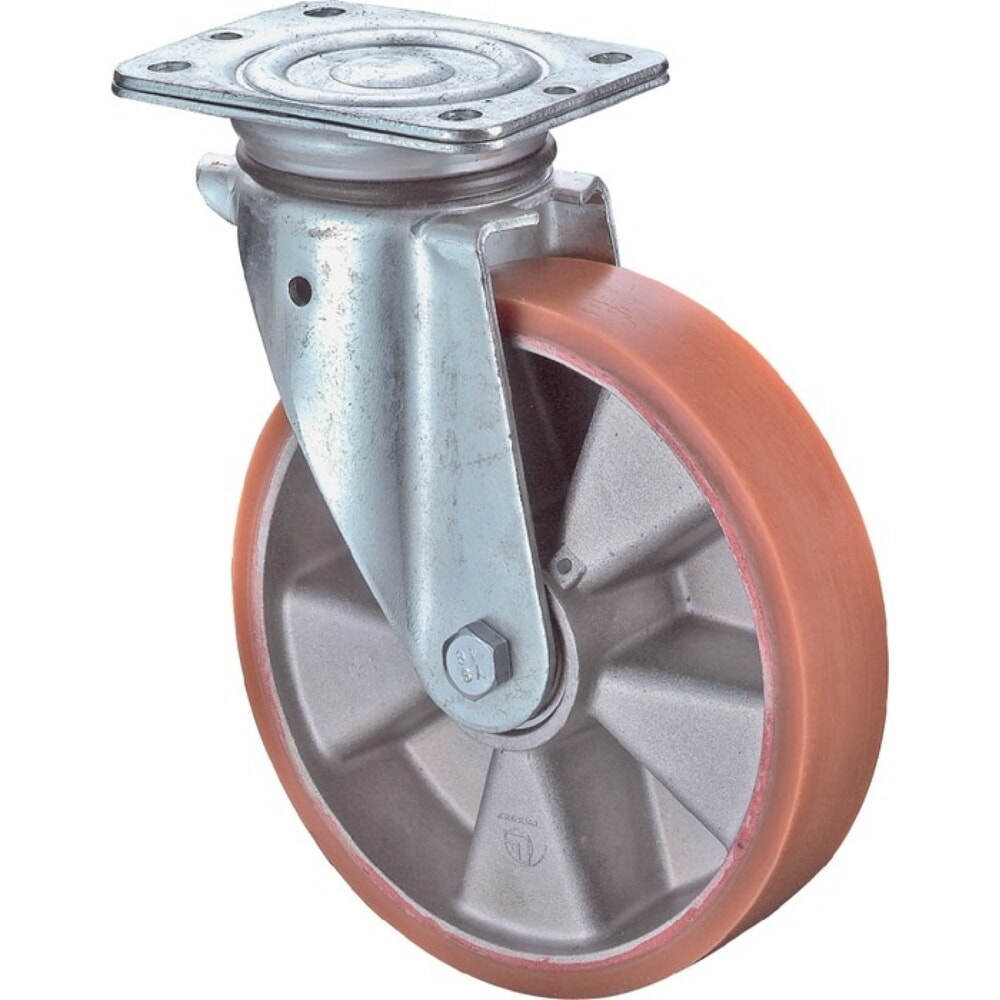 Produktabbildung: BS ROLLEN Lenkrolle, mit Anschraubplatte, Rad-Ø 125 mm Tragfähigkeit 200 kg, Guss-Polyurethanbandage