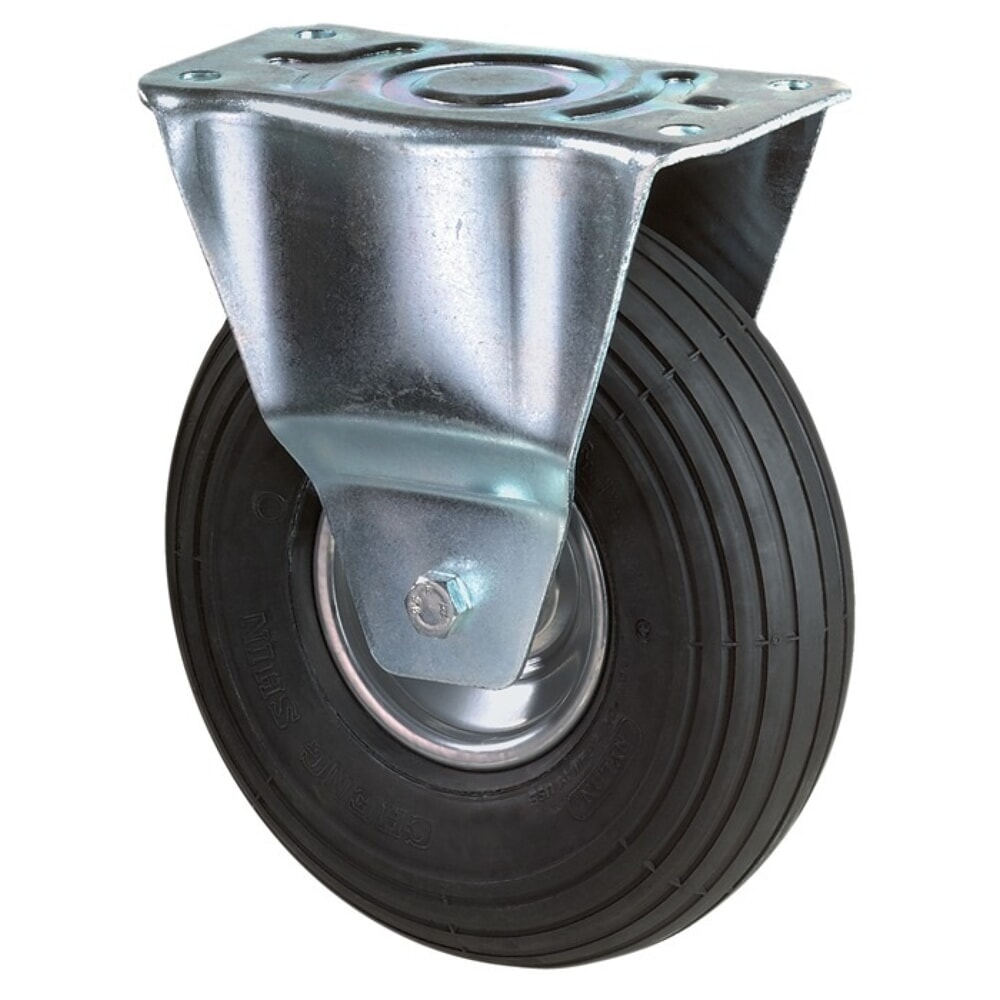 Produktabbildung: BS ROLLEN Luftrad, Bockrolle mit Anschraubplatte, Rad-Ø 200 mm Tragfähigkeit 75 kg, Rillenprofil