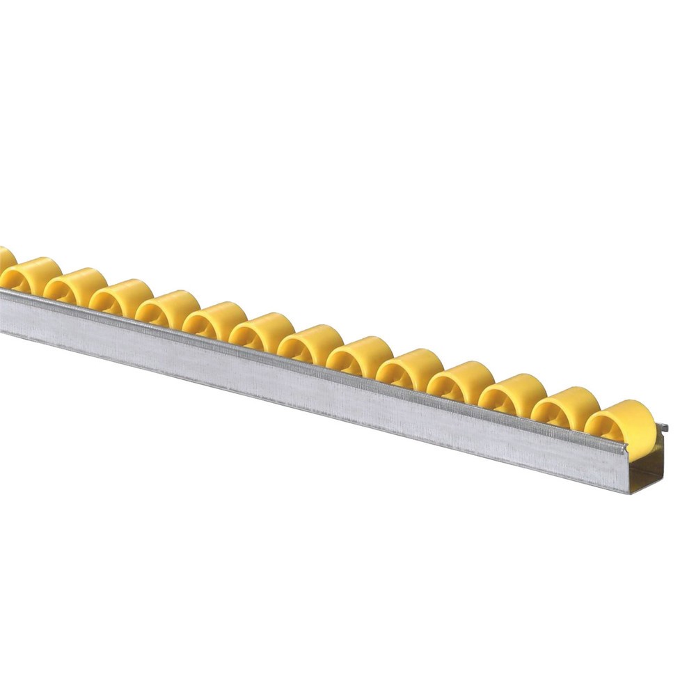 Produktabbildung Nr. 1: BS ROLLEN Röllchenschiene, langlebige Kunststoffröllchen für leichte Lasten, TK pro Rolle 6 kg, Teilung 100 mm