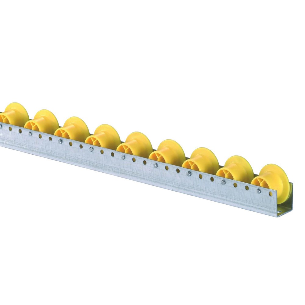 Produktabbildung Nr. 1: BS ROLLEN Röllchenschiene, robuste Kunststoffröllchen mit Spurkranz für mittlere Lasten, TK pro Rolle 12 kg, Teilung 100 mm