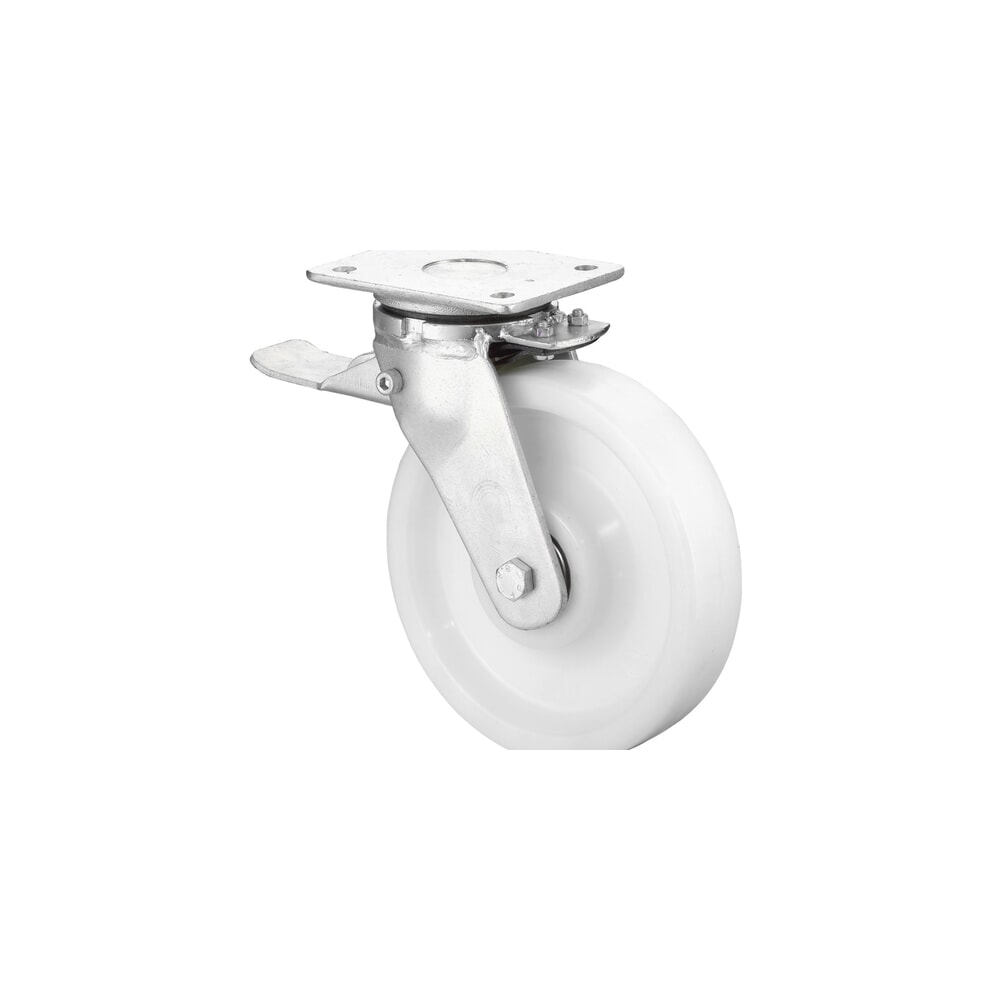 Produktabbildung: BS ROLLEN Schwerlastrolle Kunststoff, Lenkrolle mit Rad-/Totalfeststeller, Kugellager, Platte, Ø x Breite 100 x 37 mm, TK 400 kg