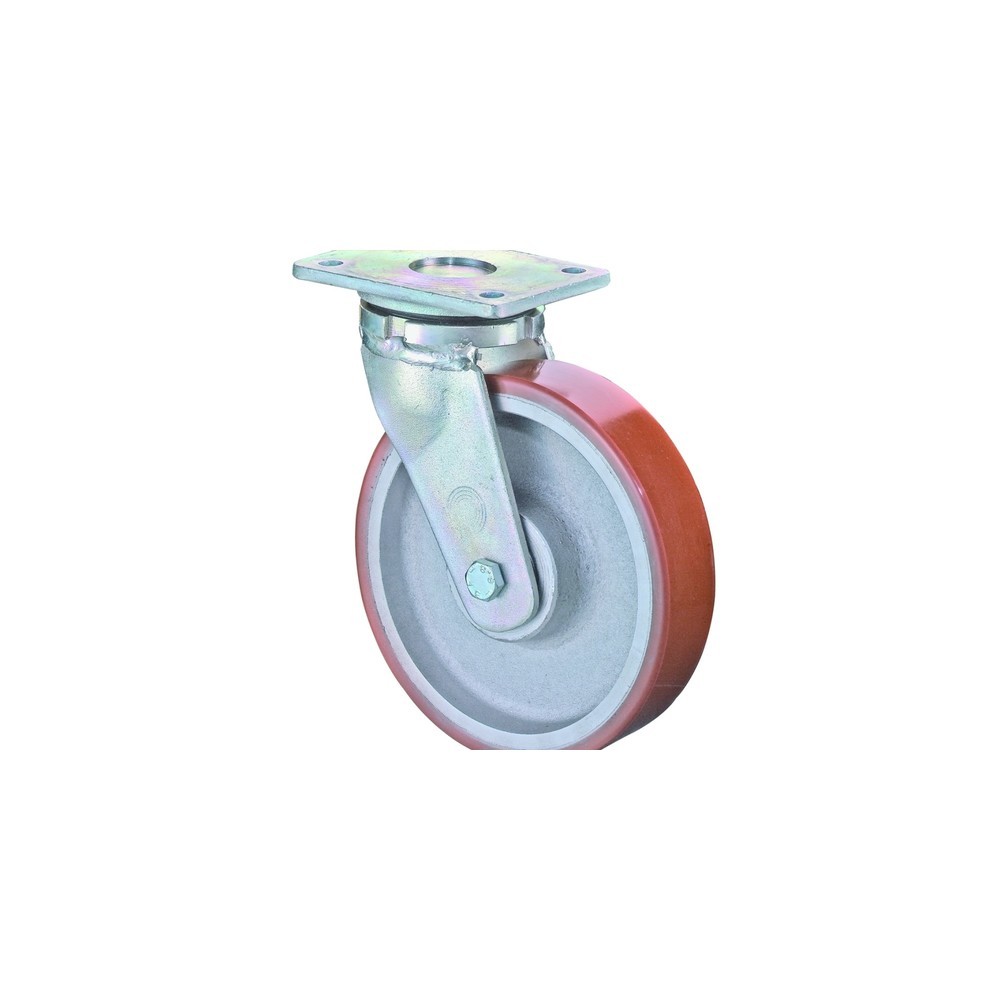 Produktabbildung: BS ROLLEN Schwerlastrolle Prothane® Guss-Polyurethan, Lenkrolle, Kugellager, Platte, Ø x Breite 150 x 50 mm, TK 800 kg
