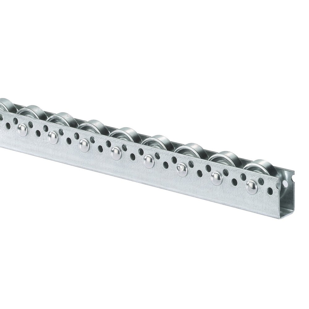 Produktabbildung Nr. 1: BS ROLLEN Universal-Rollenschiene, Stahlrollen, vielseitige Anwendungen für mittlere Lasten, TK pro Rolle 20 kg, Teilung 100 mm