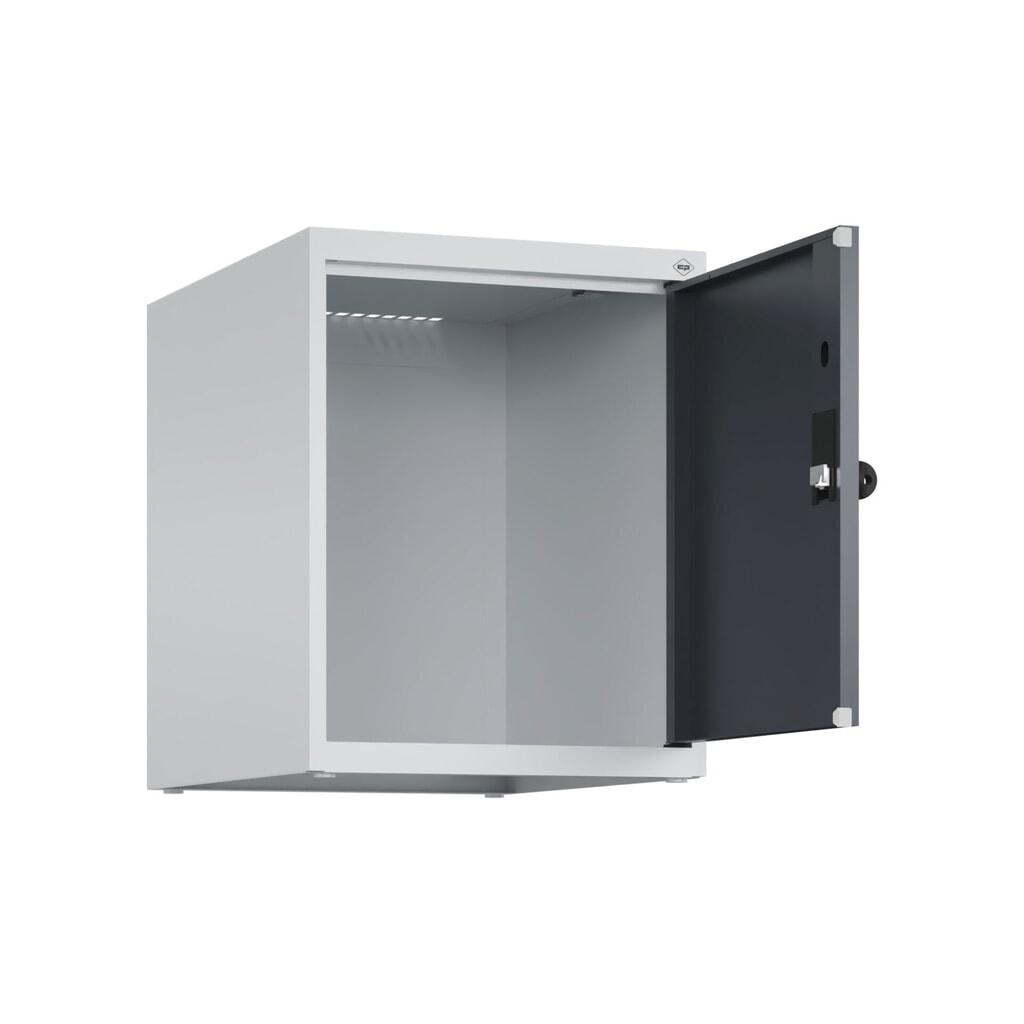 Produktabbildung: C+P Aufsatzschrank für Kleiderspind Serie Classic PLUS, 1 Abteil  Breite 400 mm, lichtgrau, anthrazitgrau, für Vorhängeschloss