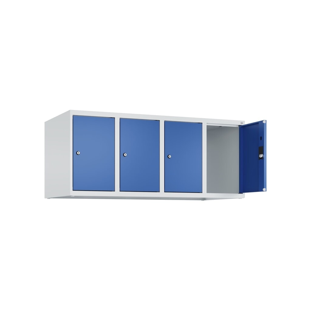 C+P Aufsatzschrank für Kleiderspind Serie Classic PLUS, 4 Abteile Breite 300 mm, lichtgrau, enzianblau, Zylinderschloss Produktabbildung: C+P Aufsatzschrank für Kleiderspind Serie Classic PLUS, 4 Abteile Breite 300 mm, lichtgrau, enzianblau, Zylinderschloss