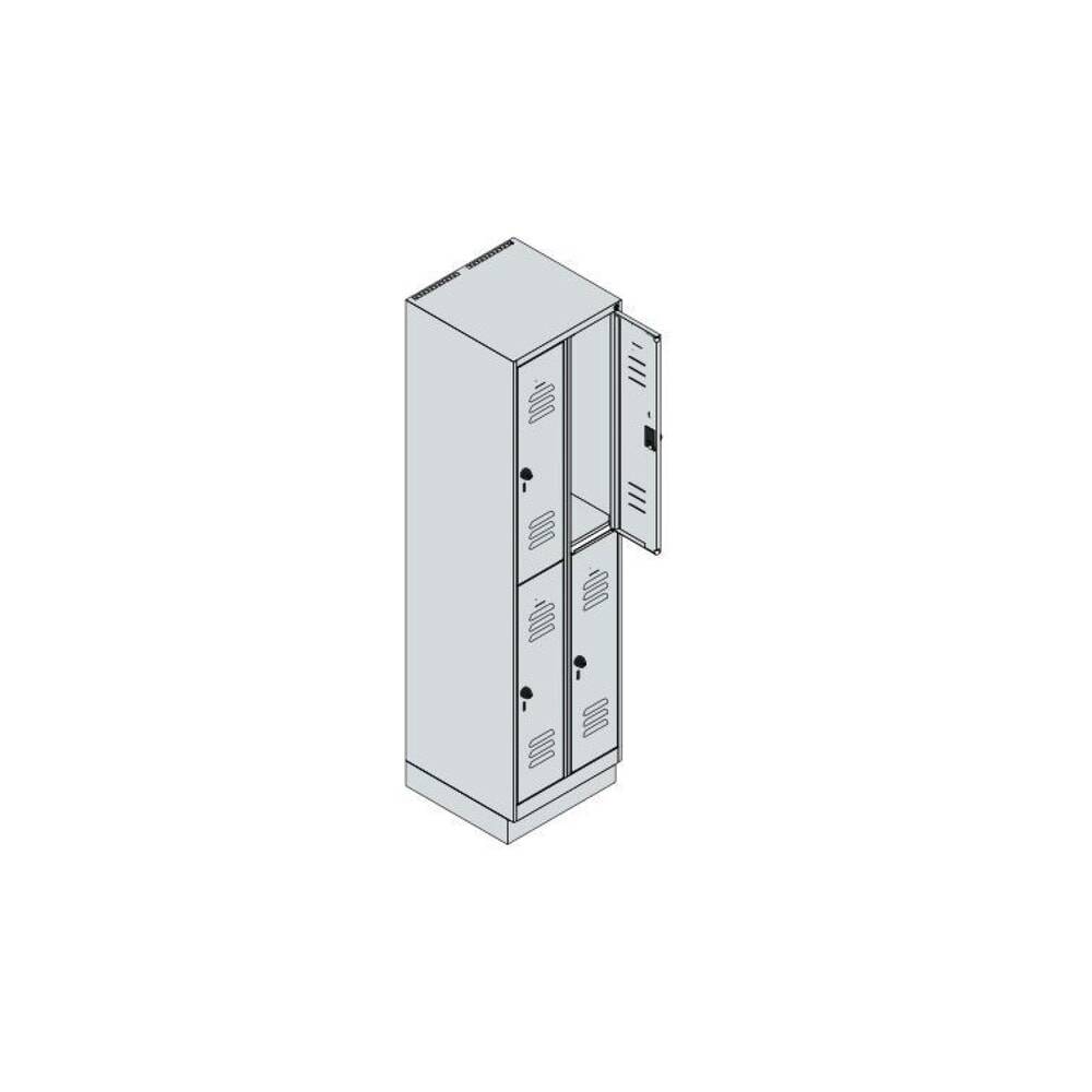 Produktabbildung Nr. 8: C+P Doppelstock-Spind Classic PLUS, Sockel, 2 Abteile, HxBxT 1.950 x 500 x 500 mm, lichtgrau, clowngrün, 4 Fächer, für Vorhängeschloss