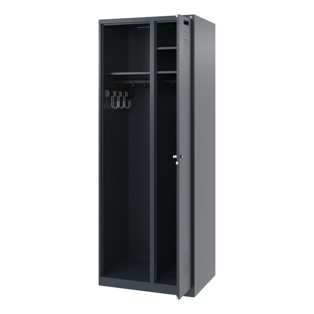 Produktabbildung: C+P Feuerwehrspind KOMBI, Bodengleiter, 1 Abteil, HxBxT 1.850 x 700 x 500 mm, anthrazitgrau