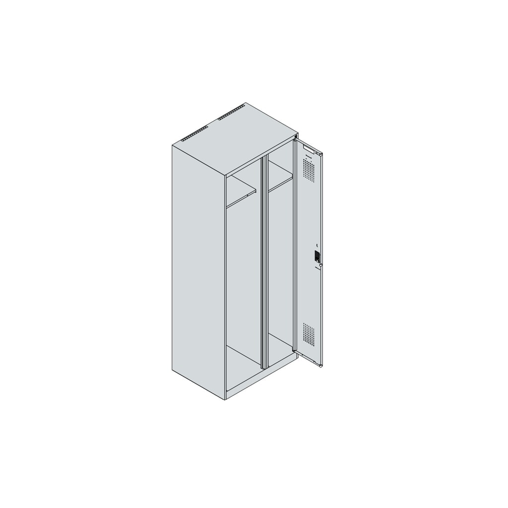 Produktabbildung Nr. 4: C+P Feuerwehrspind KOMBI, Füsse, 1 Abteil, HxBxT 1.850 x 700 x 500 mm, feuerrot, mit Helmhalter