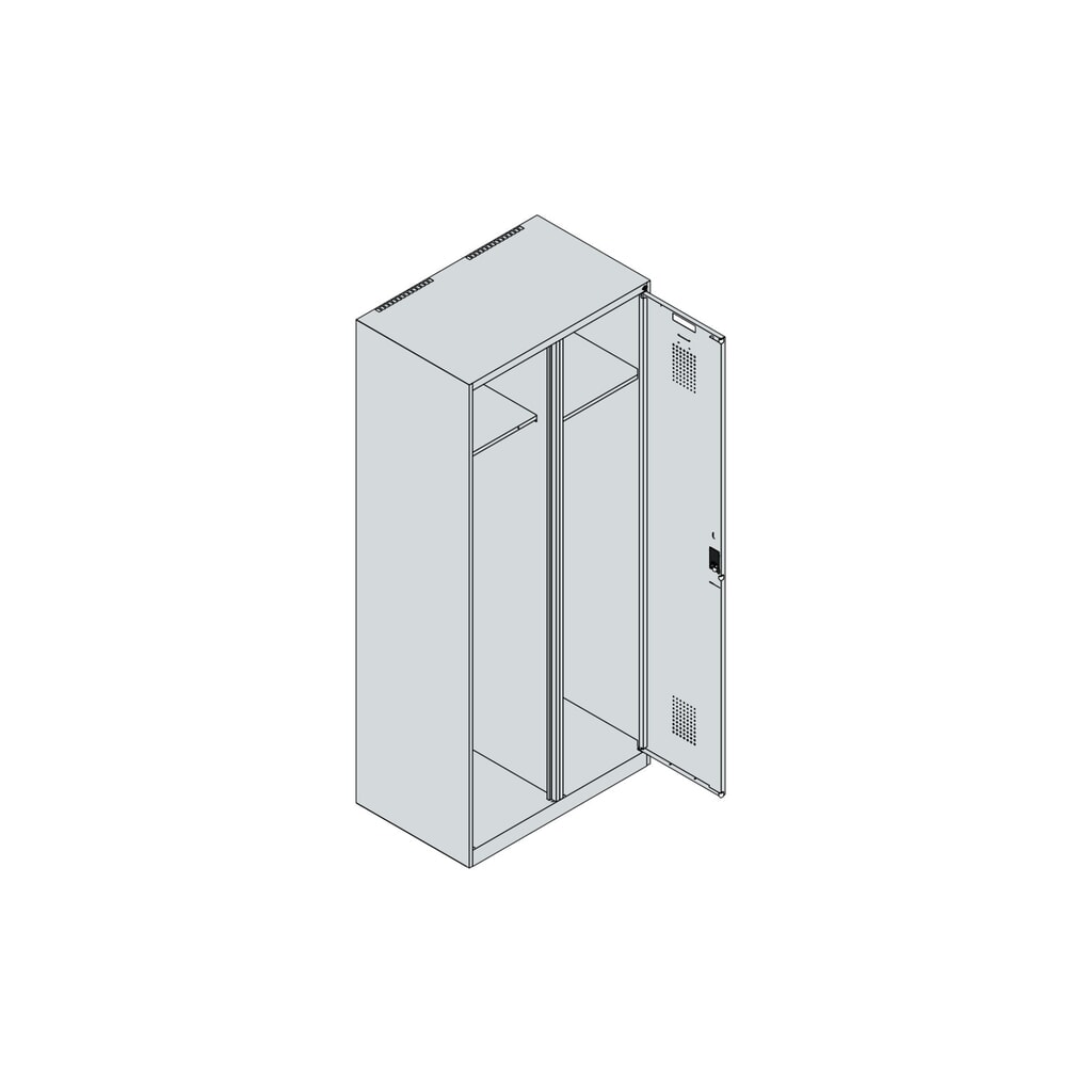 Produktabbildung Nr. 4: C+P Feuerwehrspind KOMBI, Bodengleiter, 1 Abteil, HxBxT 1.850 x 800 x 500 mm, lichtgrau