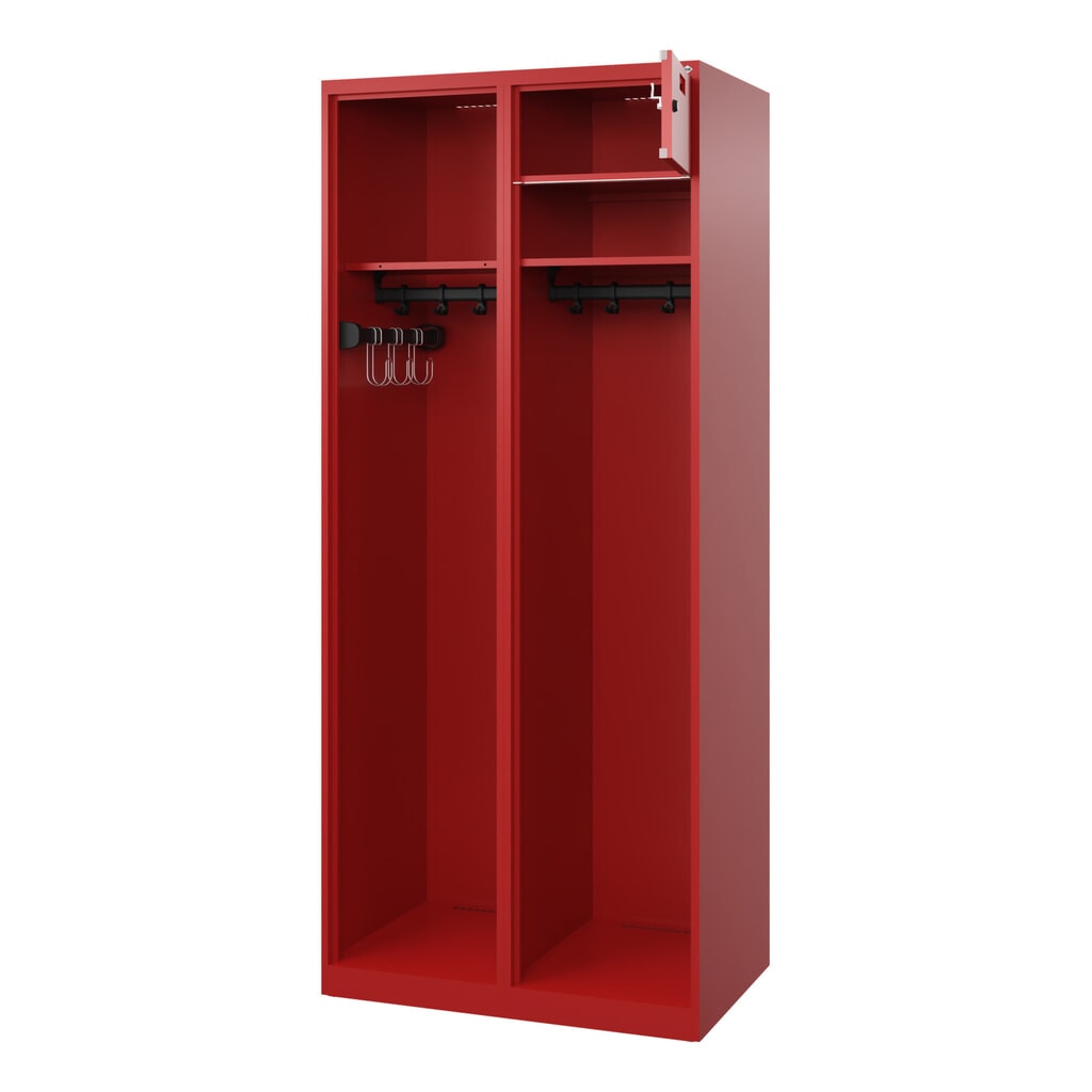 C+P Feuerwehrspind KOMBI Open, Bodengleiter, 1 Abteil, HxBxT 1.850 x 800 x 500 mm, feuerrot Produktabbildung: C+P Feuerwehrspind KOMBI Open, Bodengleiter, 1 Abteil, HxBxT 1.850 x 800 x 500 mm, feuerrot