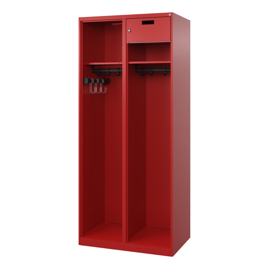 C+P Feuerwehrspind KOMBI Open, Bodengleiter, 1 Abteil, HxBxT 1.850 x 800 x 500 mm, feuerrot Produktabbildung Nr. 4: C+P Feuerwehrspind KOMBI Open, Bodengleiter, 1 Abteil, HxBxT 1.850 x 800 x 500 mm, feuerrot