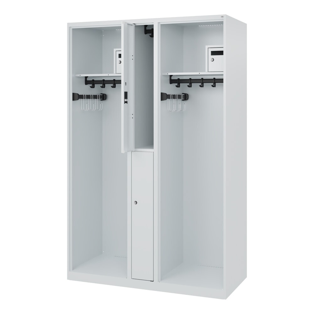 Produktabbildung: C+P Feuerwehrspind MAXI, Bodengleiter, HxBxT 1.850 x 1.200 x 500 mm, lichtgrau