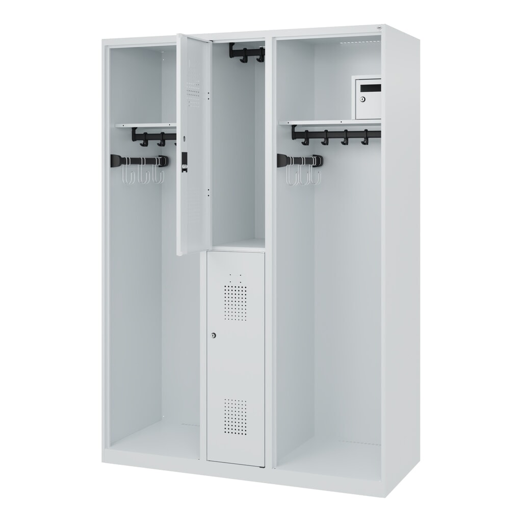 Produktabbildung: C+P Feuerwehrspind MAXI, Bodengleiter, HxBxT 1.850 x 1.300 x 500 mm, lichtgrau