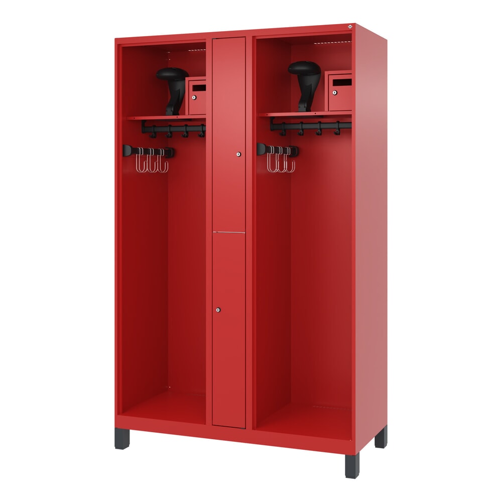 Produktabbildung Nr. 5: C+P Feuerwehrspind MAXI, Füsse, HxBxT 1.850 x 1.200 x 500 mm, feuerrot, mit Helmhalter