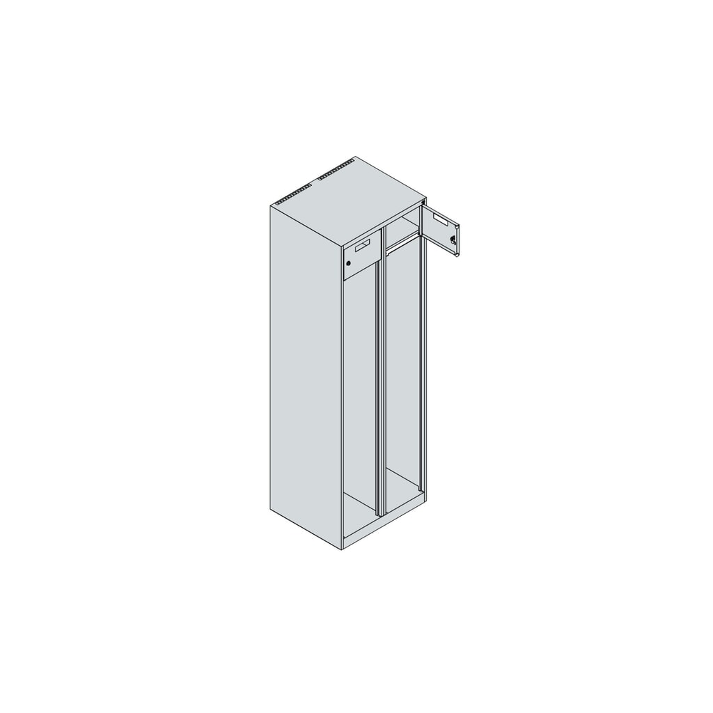 Produktabbildung Nr. 4: C+P Feuerwehrspind PRAKTUS, Füsse, 2 Abteile, HxBxT 1.850 x 600 x 500 mm, lichtgrau, mit Helmhalter