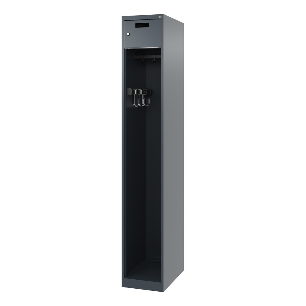 C+P Feuerwehrspind PRAKTUS, Bodengleiter, 1 Abteil, HxBxT 1.850 x 300 x 500 mm, anthrazitgrau Produktabbildung Nr. 5: C+P Feuerwehrspind PRAKTUS, Bodengleiter, 1 Abteil, HxBxT 1.850 x 300 x 500 mm, anthrazitgrau