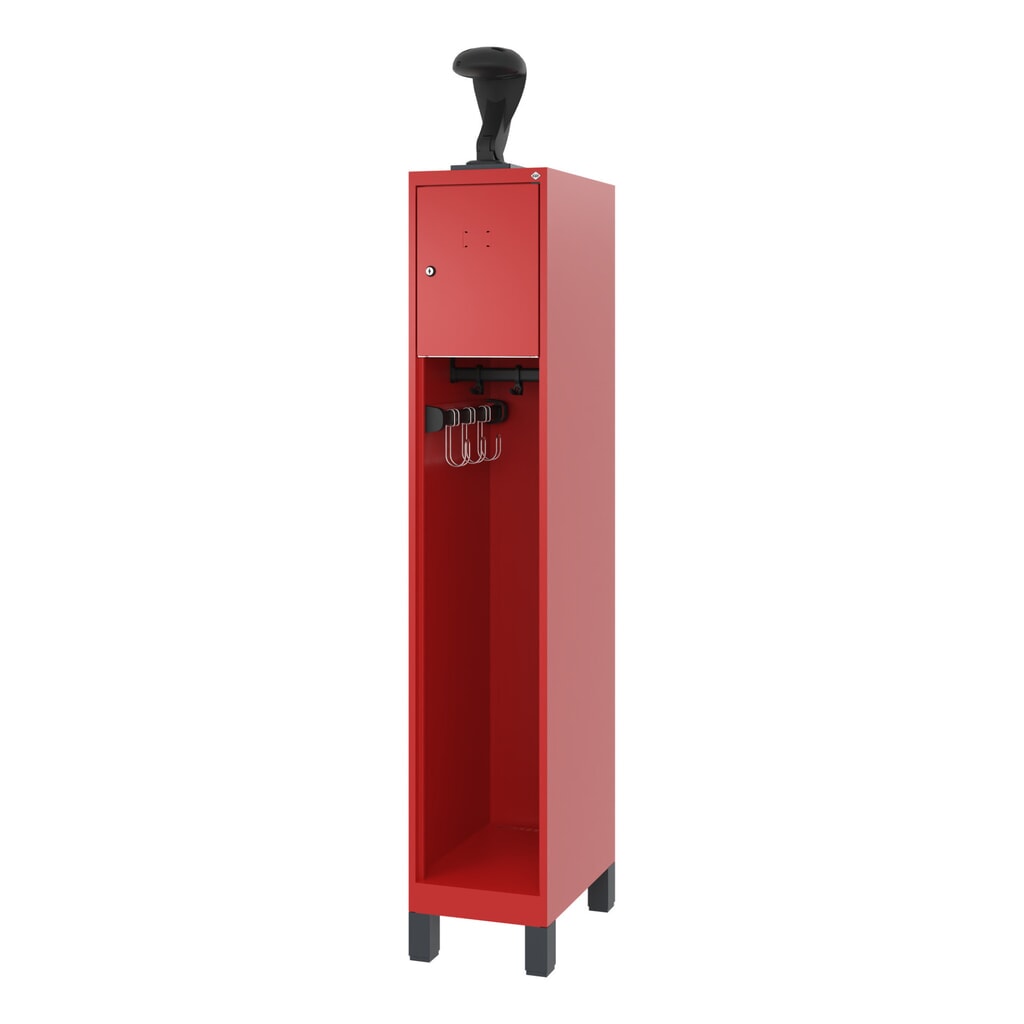 C+P Feuerwehrspind YOUNGSTER, Füsse, 1 Abteil, HxBxT 1.530 x 300 x 500 mm, feuerrot, mit Helmhalter Produktabbildung Nr. 5: C+P Feuerwehrspind YOUNGSTER, Füsse, 1 Abteil, HxBxT 1.530 x 300 x 500 mm, feuerrot, mit Helmhalter