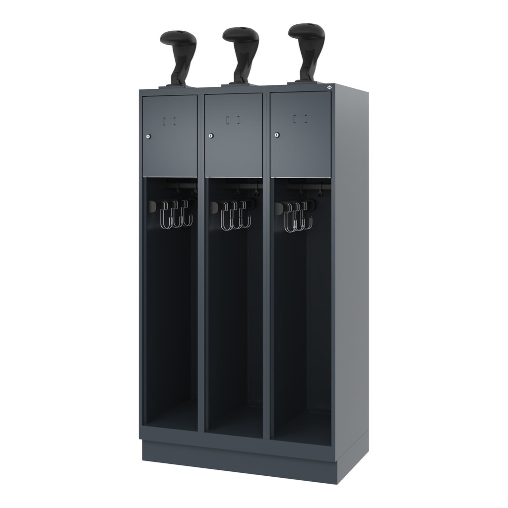 Produktabbildung Nr. 5: C+P Feuerwehrspind YOUNGSTER, Sockel, 3 Abteile, HxBxT 1.530 x 900 x 500 mm, anthrazitgrau, mit Helmhalter
