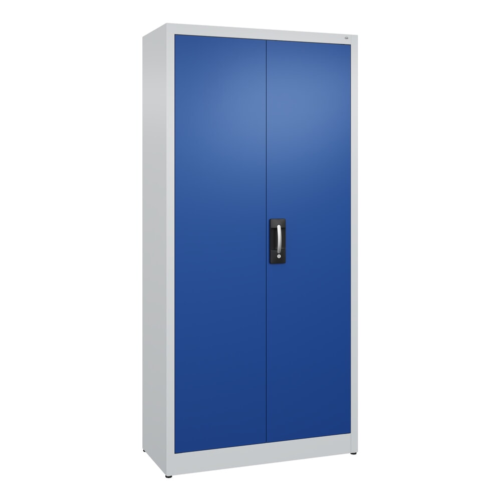 Produktabbildung: C+P Flügeltürenschrank, 5 OH, HxBxT 1.950 x 930 x 400 mm, lichtgrau, enzianblau