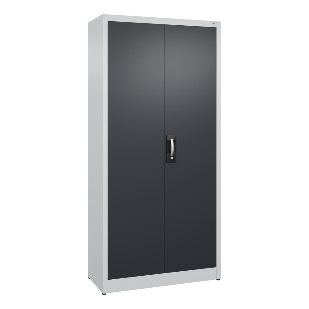 Produktabbildung: C+P Flügeltürenschrank, 5 OH, HxBxT 1.950 x 930 x 400 mm, lichtgrau, schwarzgrau