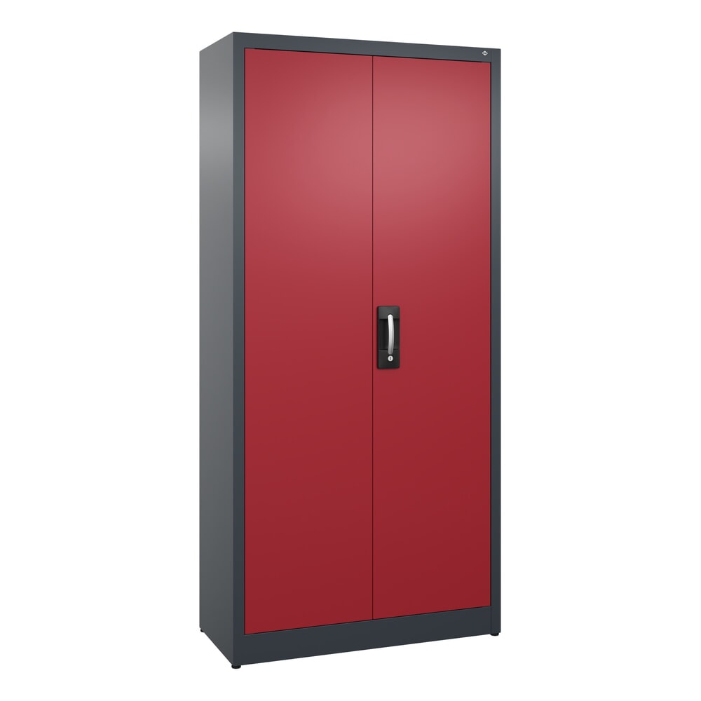 Produktabbildung: C+P Flügeltürenschrank, 5 OH, HxBxT 1.950 x 930 x 400 mm, anthrazitgrau, rubinrot