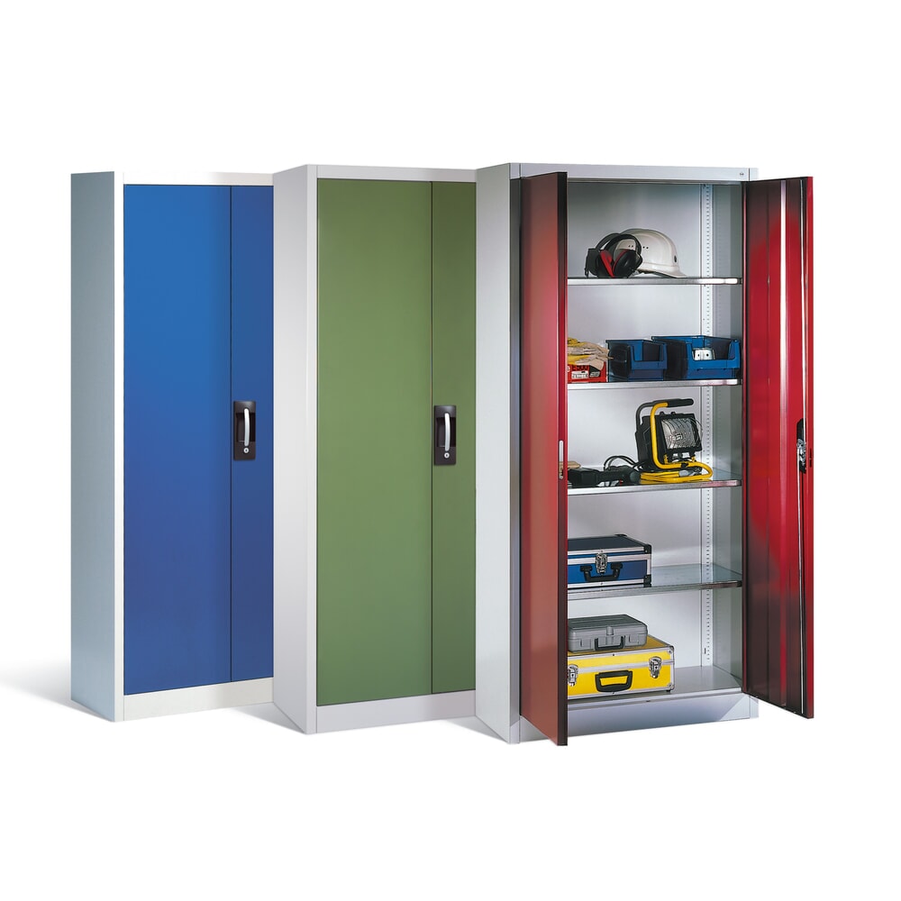 Produktabbildung Nr. 3: C+P Flügeltürenschrank, 5 OH, HxBxT 1.950 x 930 x 400 mm, lichtgrau, enzianblau
