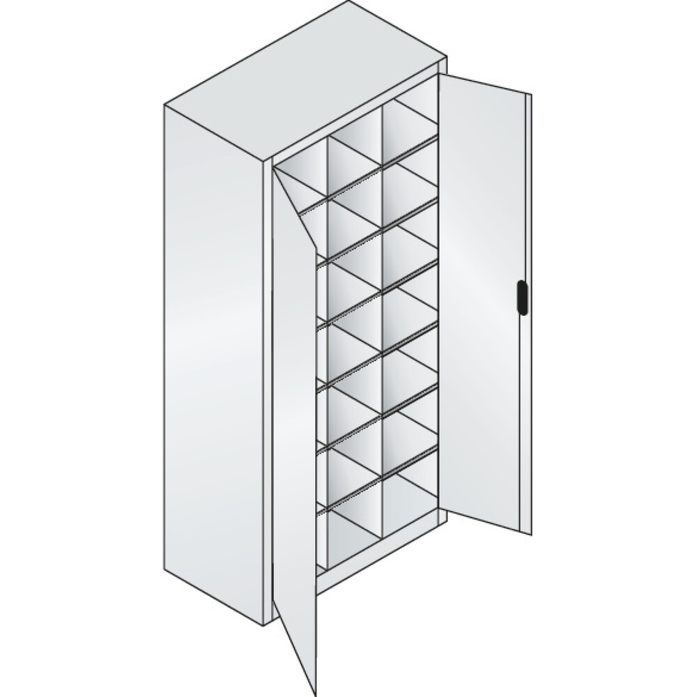 Produktabbildung Nr. 2: C+P Flügeltürenschrank mit 21 Fächern, HxBxT 1.950 x 930 x 400 mm, lichtgrau, enzianblau