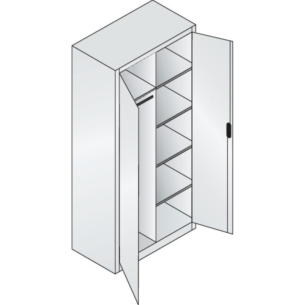 Produktabbildung Nr. 2: C+P Putzmittelschrank 6 Fächer + Kleiderstange, HxBxT 1.950 x 930 x 500 mm, lichtgrau, enzianblau