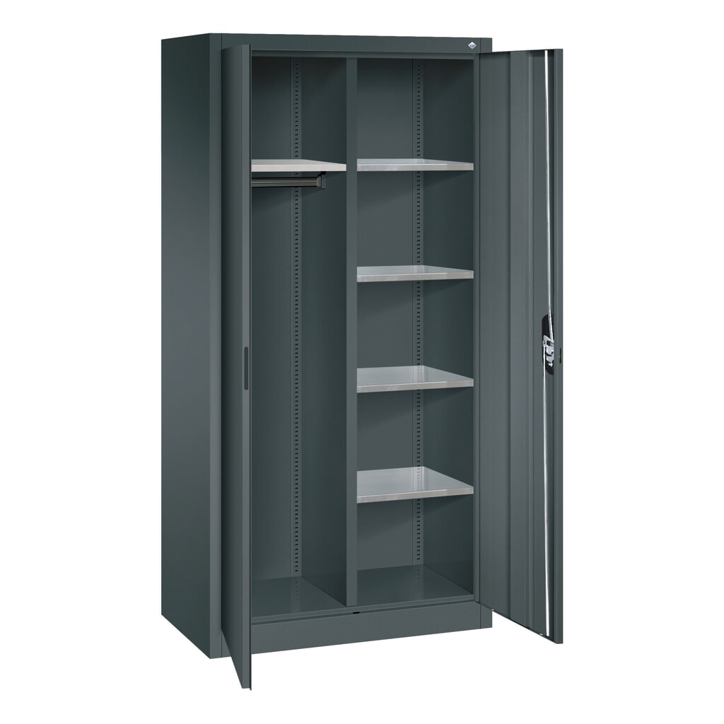 Produktabbildung Nr. 4: C+P Putzmittelschrank 6 Fächer + Kleiderstange, HxBxT 1.950 x 930 x 500 mm, anthrazitgrau, anthrazitgrau