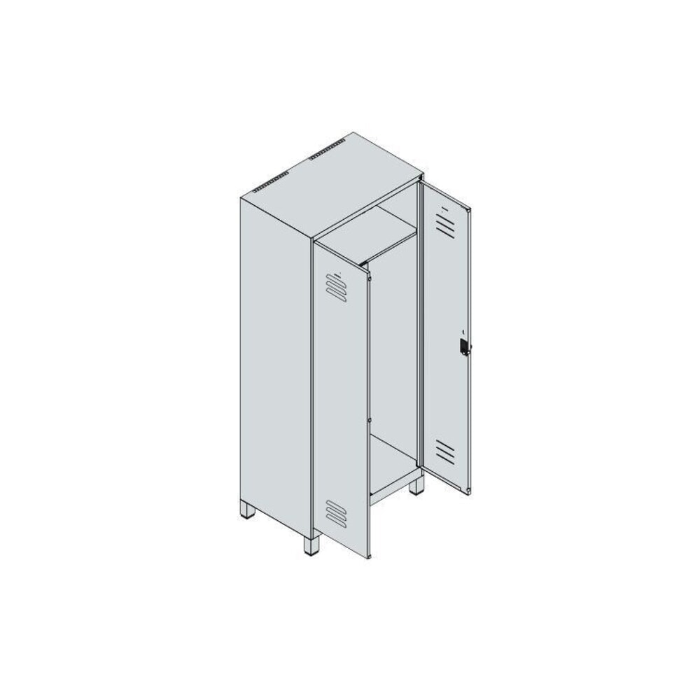 Produktabbildung Nr. 8: C+P PSA Doppel-Spind Classic PLUS, Füsse, 2 Abteile, HxBxT 1.950 x 800 x 500 mm, lichtgrau, enzianblau, Zylinderschloss