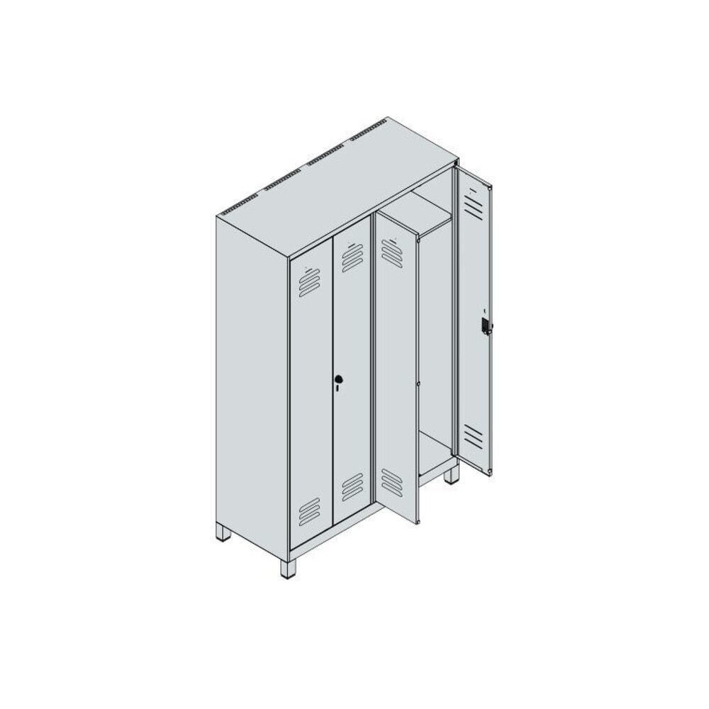 Produktabbildung Nr. 8: C+P PSA Doppel-Spind Classic PLUS, Füsse, 4 Abteile, HxBxT 1.950 x 1.200 x 500 mm, lichtgrau, enzianblau, für Vorhängeschloss