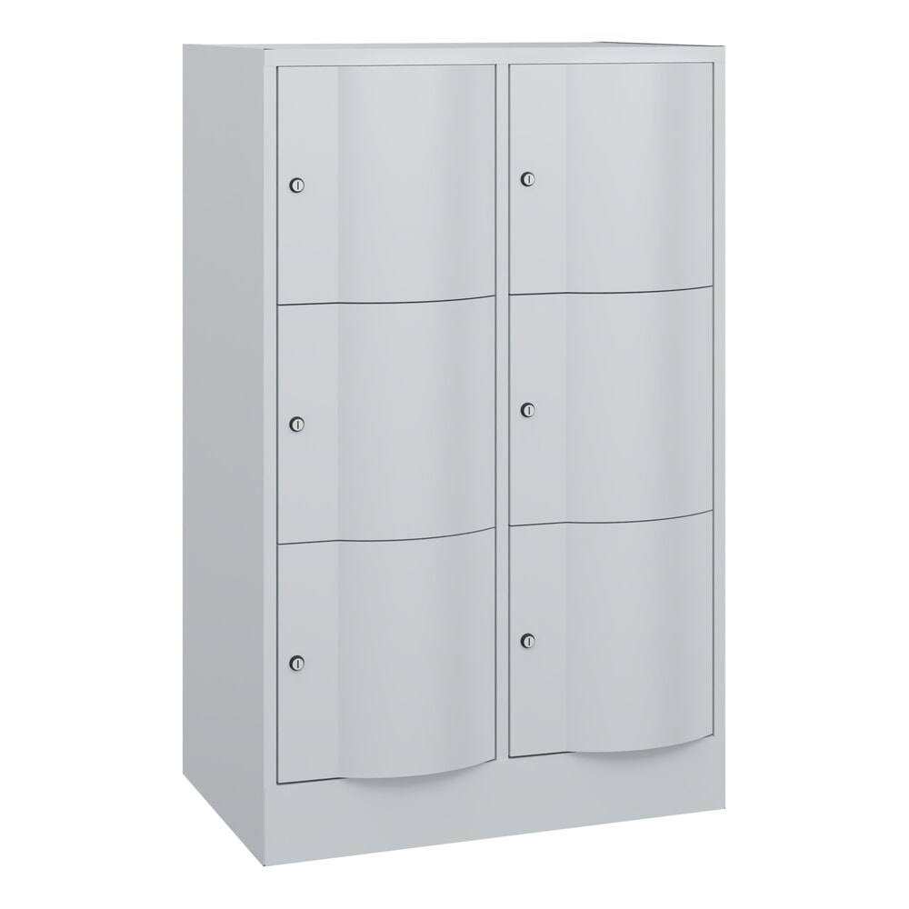 Produktabbildung Nr. 1: C+P Schliessfachschrank mit "rabaukensicheren" Türen, 2 x 3 Fächer, HxBxT 1.225 x 770 x 540 mm, lichtgrau, lichtgrau
