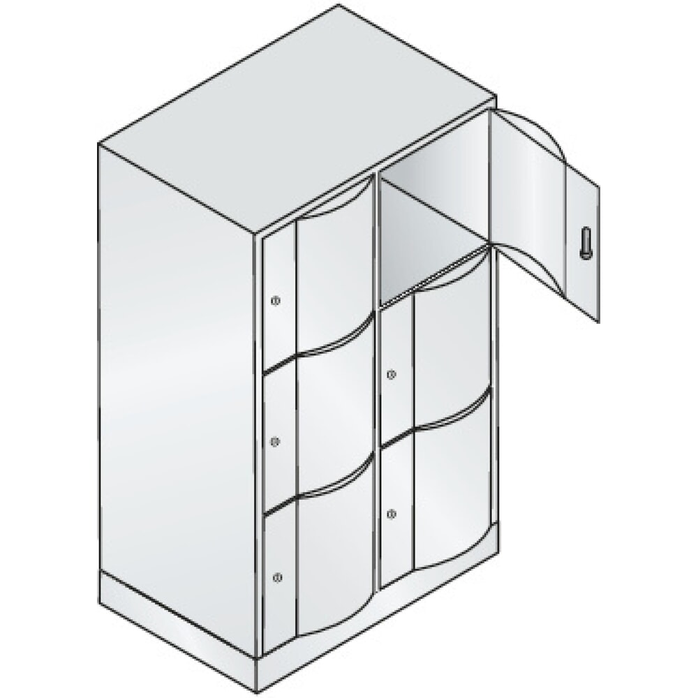 Produktabbildung Nr. 2: C+P Schliessfachschrank mit "rabaukensicheren" Türen, 2 x 3 Fächer, HxBxT 1.225 x 770 x 540 mm, lichtgrau, lichtgrau