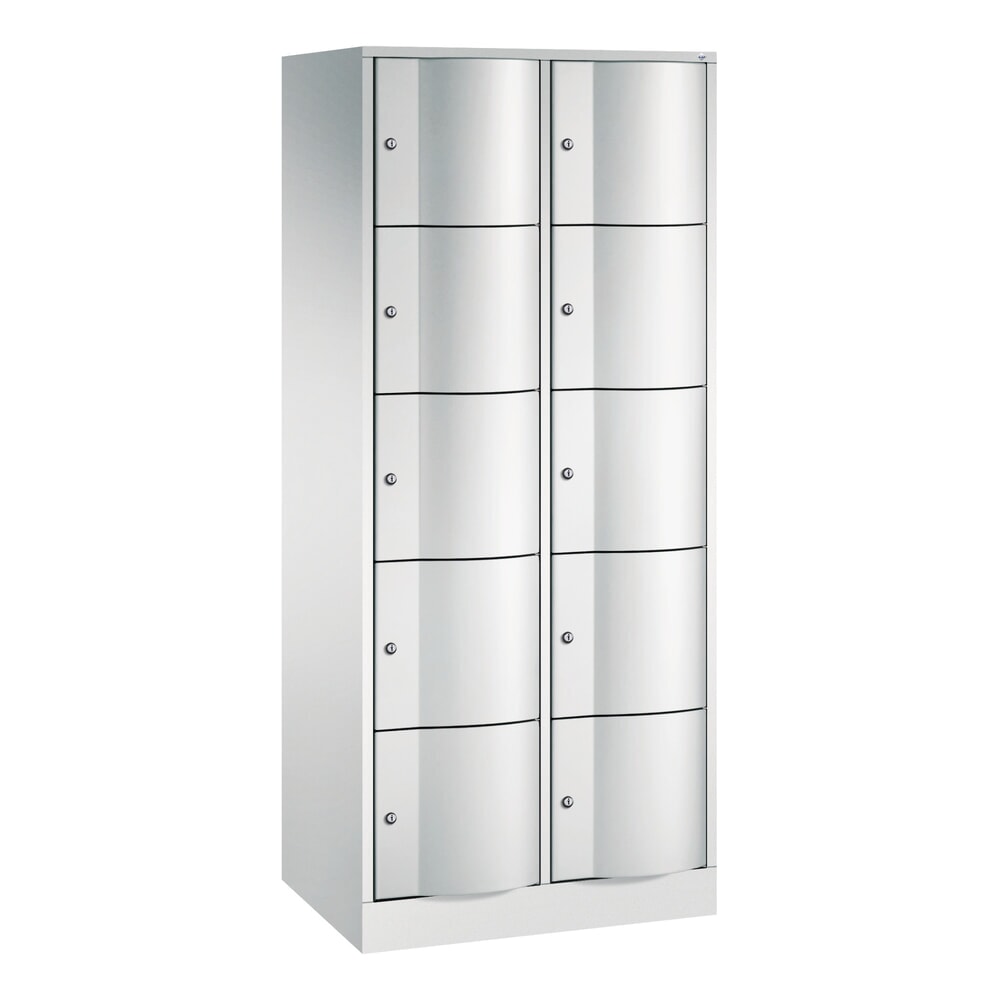 Produktabbildung Nr. 1: C+P Schliessfachschrank mit 'rabaukensicheren' Türen, 2 x 5 Fächer, HxBxT 1.950 x 770 x 540 mm, lichtgrau, lichtgrau