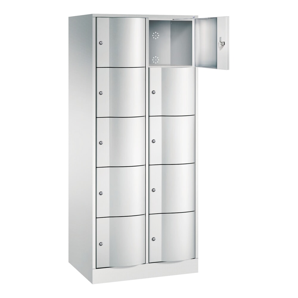 Produktabbildung Nr. 2: C+P Schliessfachschrank mit 'rabaukensicheren' Türen, 2 x 5 Fächer, HxBxT 1.950 x 770 x 540 mm, lichtgrau, lichtgrau