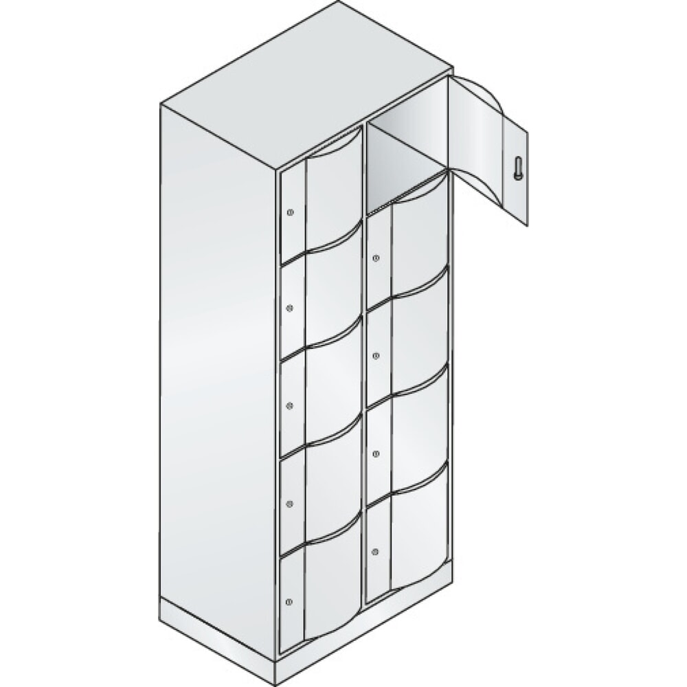 Produktabbildung Nr. 3: C+P Schliessfachschrank mit 'rabaukensicheren' Türen, 2 x 5 Fächer, HxBxT 1.950 x 770 x 540 mm, lichtgrau, lichtgrau
