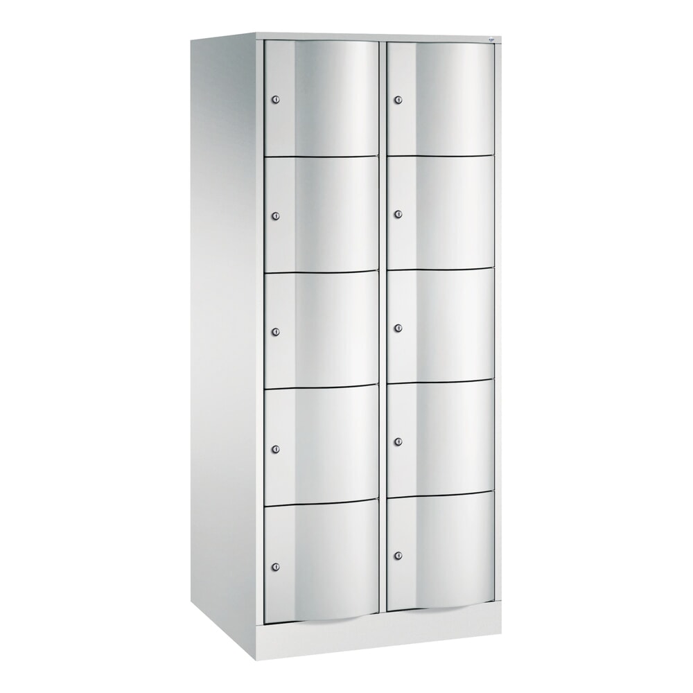 Produktabbildung Nr. 1: C+P Schliessfachschrank mit "rabaukensicheren" Türen, 2 x 5 Fächer, HxBxT 1.950 x 770 x 640 mm, lichtgrau, lichtgrau