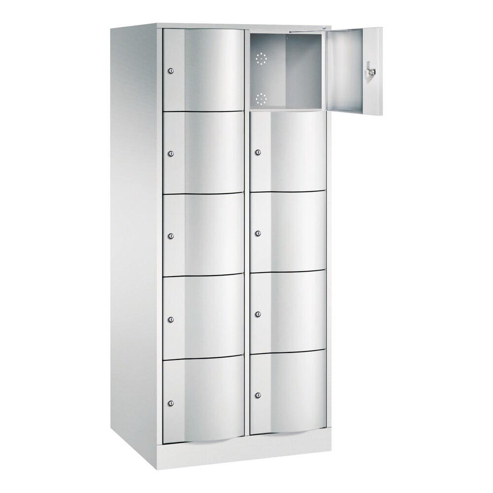 Produktabbildung Nr. 2: C+P Schliessfachschrank mit "rabaukensicheren" Türen, 2 x 5 Fächer, HxBxT 1.950 x 770 x 640 mm, lichtgrau, lichtgrau