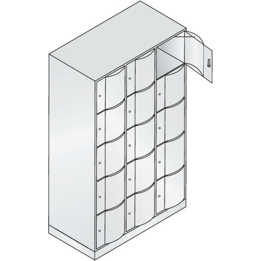 Produktabbildung Nr. 3: C+P Schliessfachschrank mit 'rabaukensicheren' Türen, 3 x 5 Fächer, HxBxT 1.950 x 1.150 x 640 mm, lichtgrau, lichtgrau
