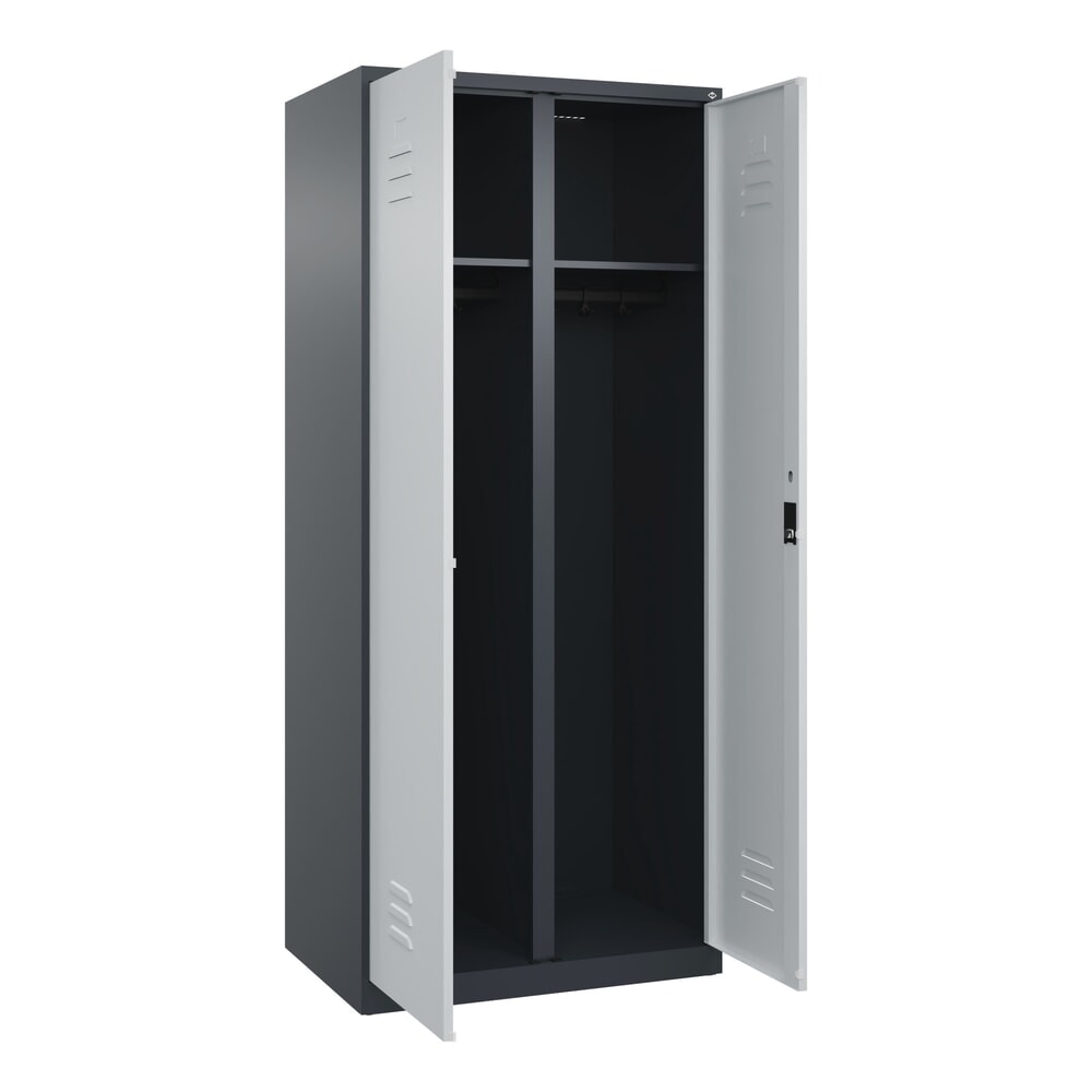 Produktabbildung Nr. 1: C+P Schwarz-Weiss-Spind Classic PLUS, 2 Abteile, HxBxT 1.850 x 800 x 500 mm, anthrazitgrau, lichtgrau, Zylinderschloss