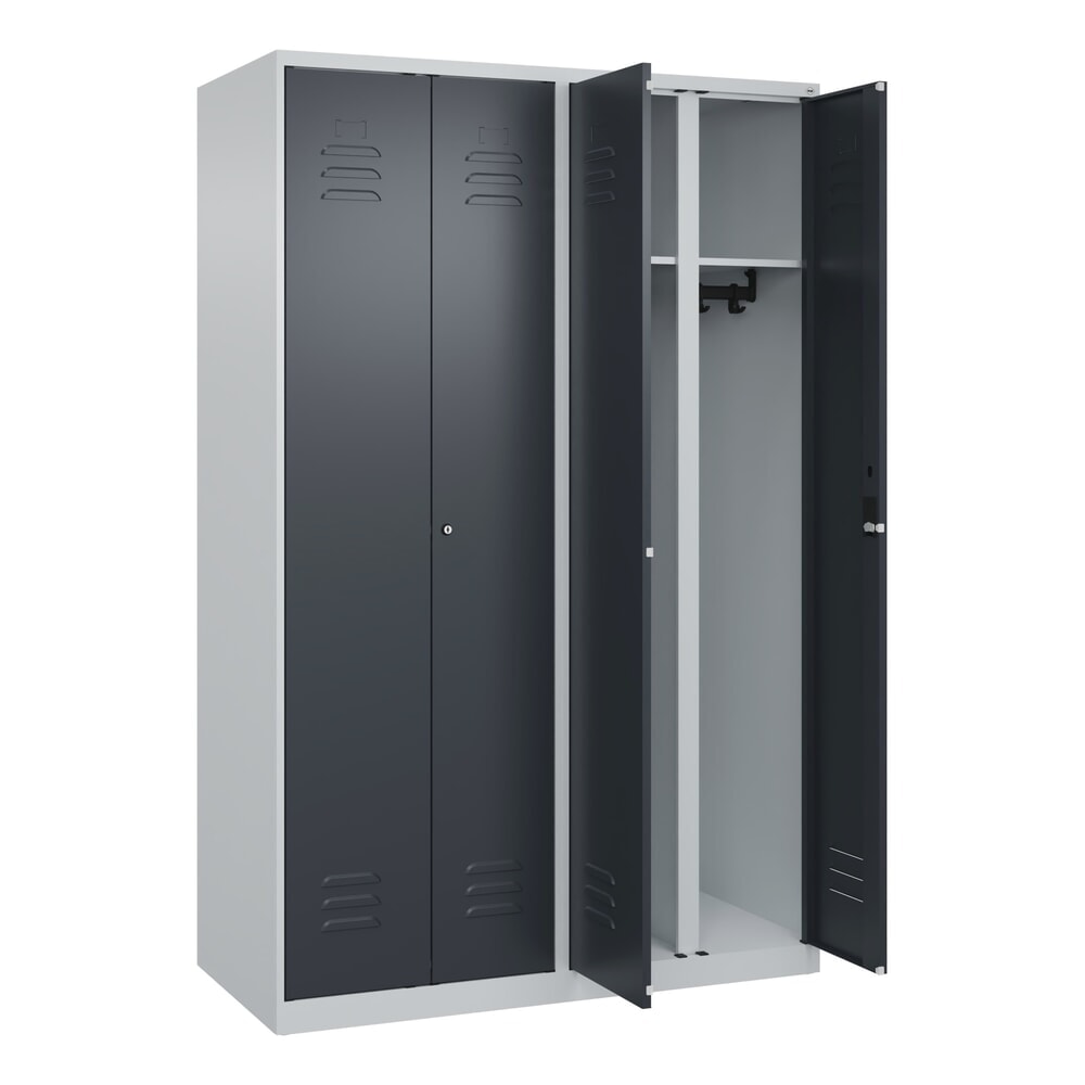 Produktabbildung Nr. 1: C+P Schwarz-Weiss-Spind Classic PLUS, 4 Abteile, HxBxT 1.850 x 1.200 x 500 mm, lichtgrau, anthrazitgrau, Zylinderschloss